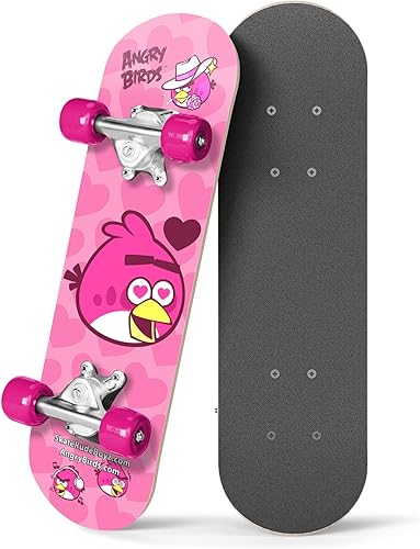 Kids Beginner Micro Mini Skateboard from Angry Birds - Learn Skateboarding in Style - Mini Wooden Cruiser Board with Cool Graphics for Boys & Girls