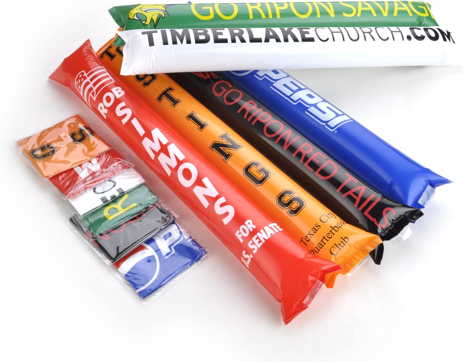 TopTie Custom 100Pair Thunder Sticks Noise Maker Inflatable Bambam Cheering Clappers 23-1/2 x 4 Inch - Red