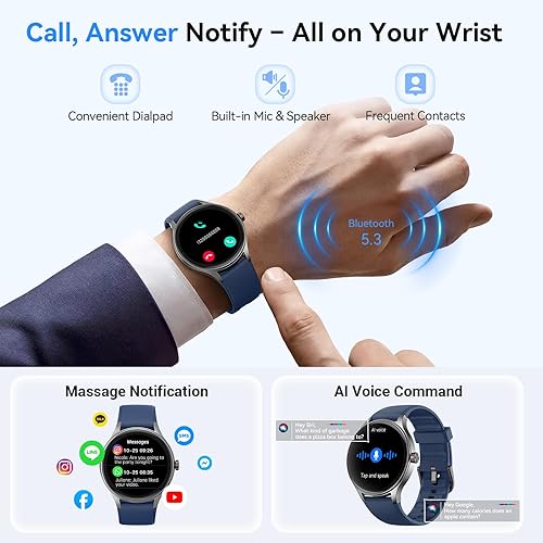 Miniatura 3 de Relojes inteligentes Fitpolo para hombres/mujeres, reloj inteligente redondo de 1.27" con rastreador de fitness y llamadas Bluetooth