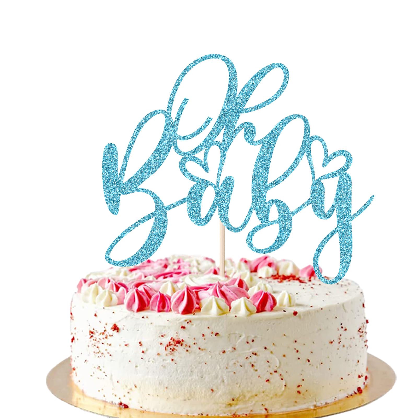 AROKIPPRY Blue Oh Baby Cake Topper, Baby Party Cake Decoration, for Baby Shower/Gender Reveal Party/Photo Booth Props supplies