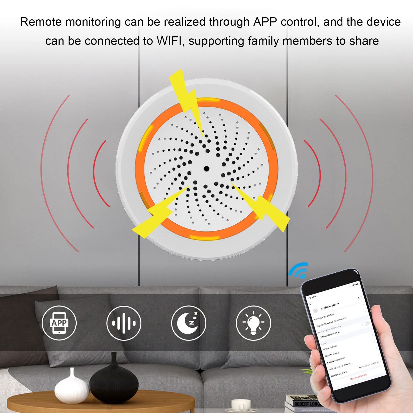 Smart Siren Alarm Wireless Zigbee3.0 Sicherheitssystem 90 dB Laut Audible Alarm mit App -Fernbedienung für die Sicherheit des Home Office