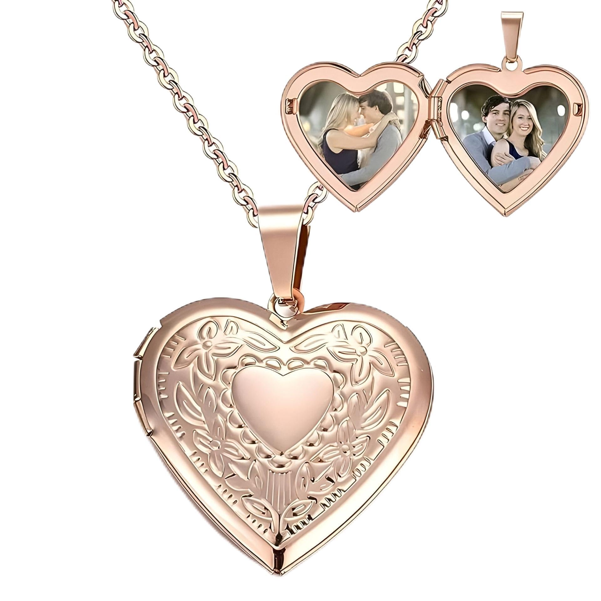 Stainless Steel Rose Gold Plated 'Forever Heart' Photo Memory Locket Pendant Necklace with Chain | Personalised Keepsake & Heartfelt Gift for Girls & Women (NK1484) 1 Pc-image-28