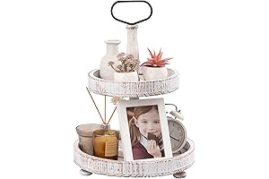 Farmhouse Two Tiered Wooden Tray Stand