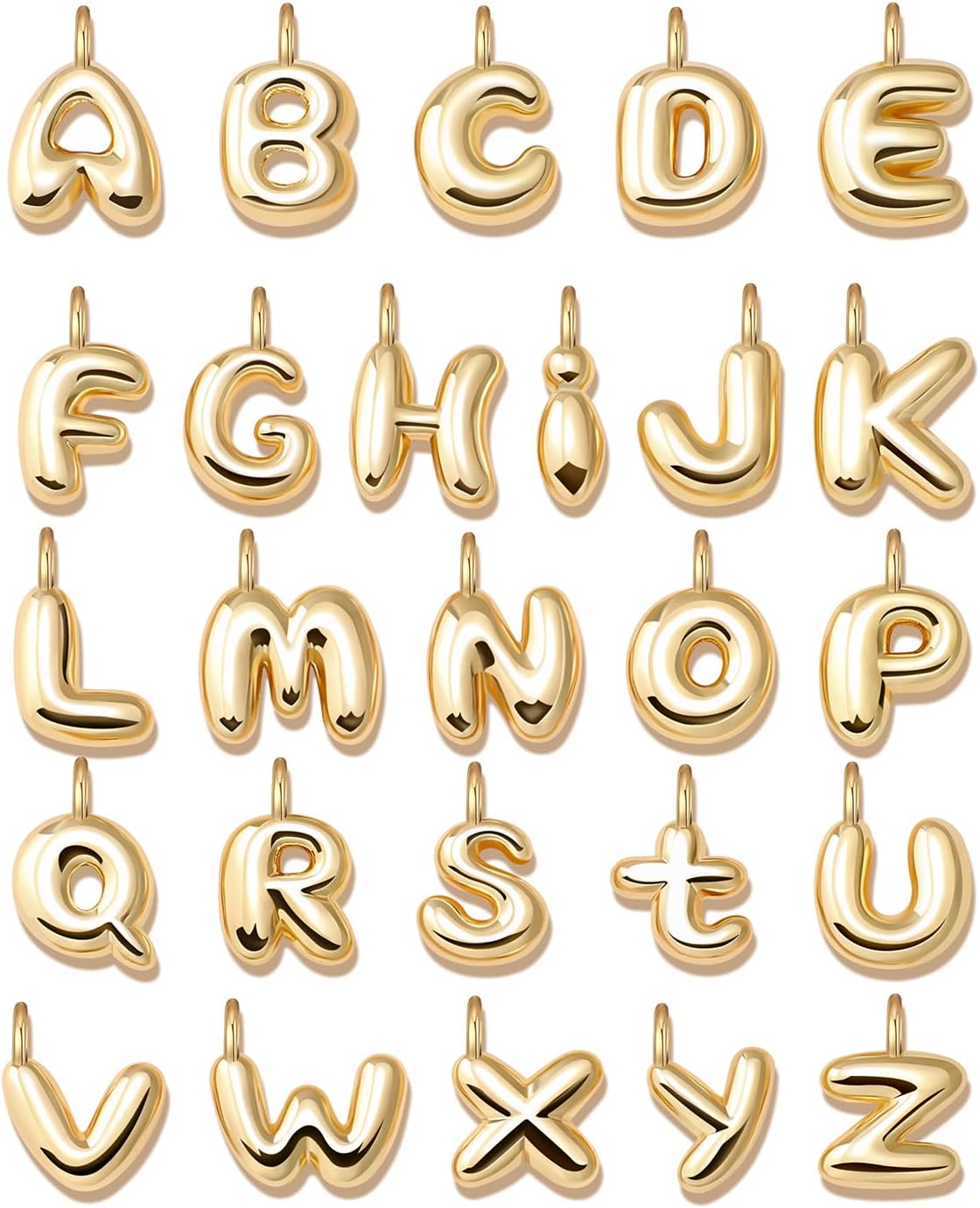 Small Bubble Letter Necklace for Women Dainty Balloon Initial Necklaces 14K Gold Plated Cute Name Choker Chunky Alphabet Pendant Thin Necklace - Image 4