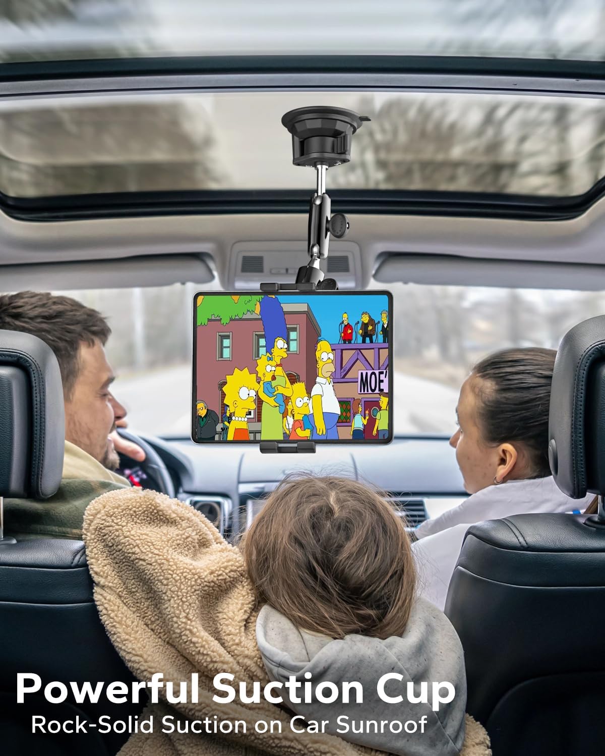 GDZN Car/Truck Heavy Duty Tablet Holder Mount [Shockproof Suction Cup] Windshield Dashboard Sunroof Tablet Mount for Truck/Car/Pickup, Metal Arm iPad Holder for Fits 4.7-13" iPad Pro Air Mini, iPhone