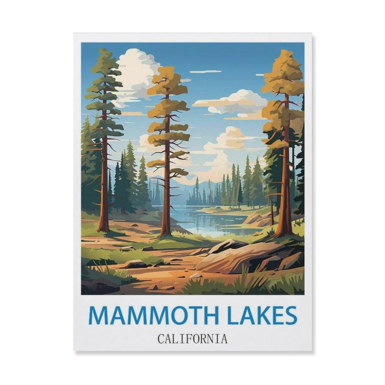 Mammoth Lakes California，Paint by Number DIY Oil Painting Paint by Numbers Kits for Adults Beginner Canvas Acrylic Arts Craft for Home Wall Decor Drawing(20x30cm-S78