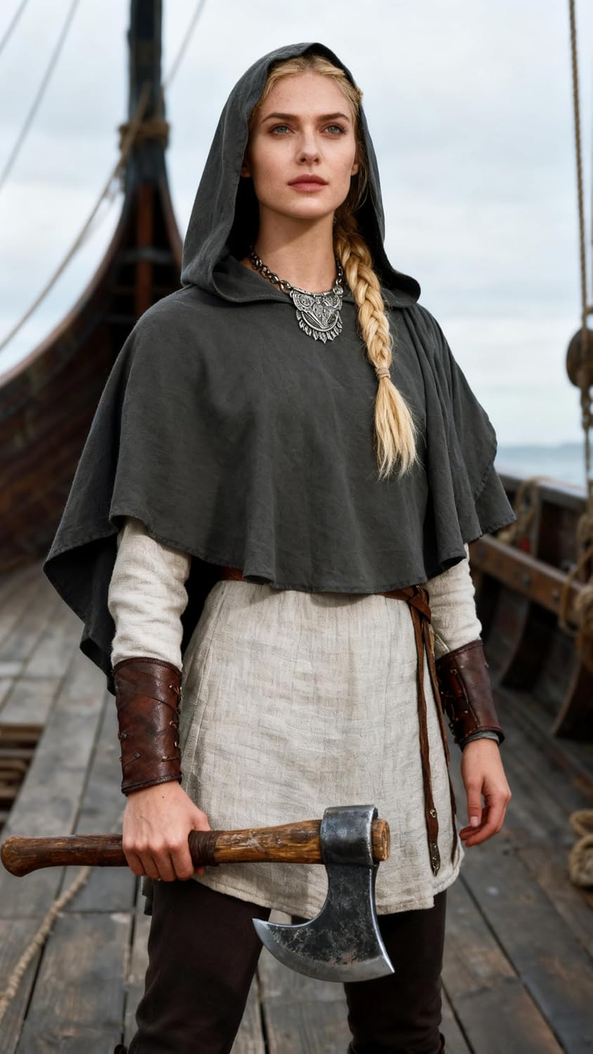 Medieval Cowl Hooded Cloak Post Apocalyptic Shawl Shaman Cowl Renaissance Cape Robe Costume