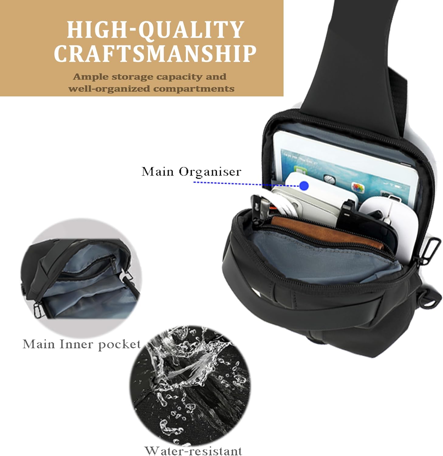 Convertible Small Sling Bag,Waterproof Crossbody Bag for Women Men,Practical Multi-Functional Chest Bag for Outdoor Hiking, Travel,Sports. - Image 6