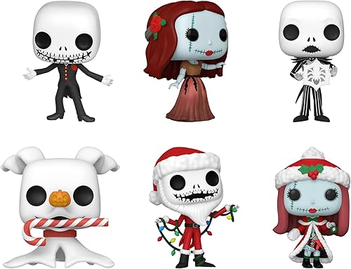 Miniatura 1 de Funko Pop! The Nightmare Before Christmas 30th Anniversary - Juego de 6 gatos TNBC con copo de nieve, sal formal, Navidad Sally, gato formal, Santa