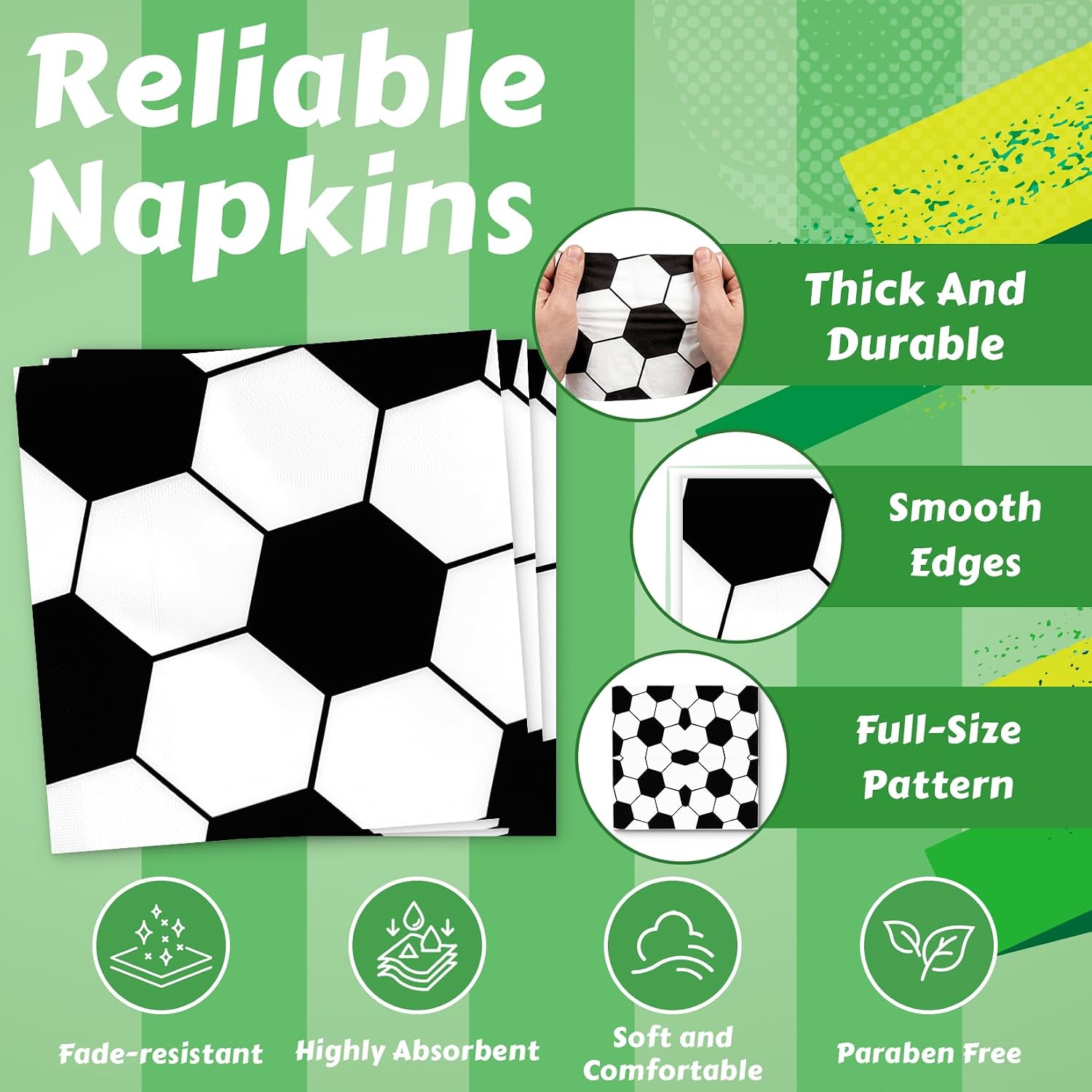100 Pcs Soccer Plates and Napkins Party Supplies (Serves 25), Soccer Birthday Party Decorations & Disposable Tableware Set for Sports Theme Party, Baby Shower, Soccer Fans