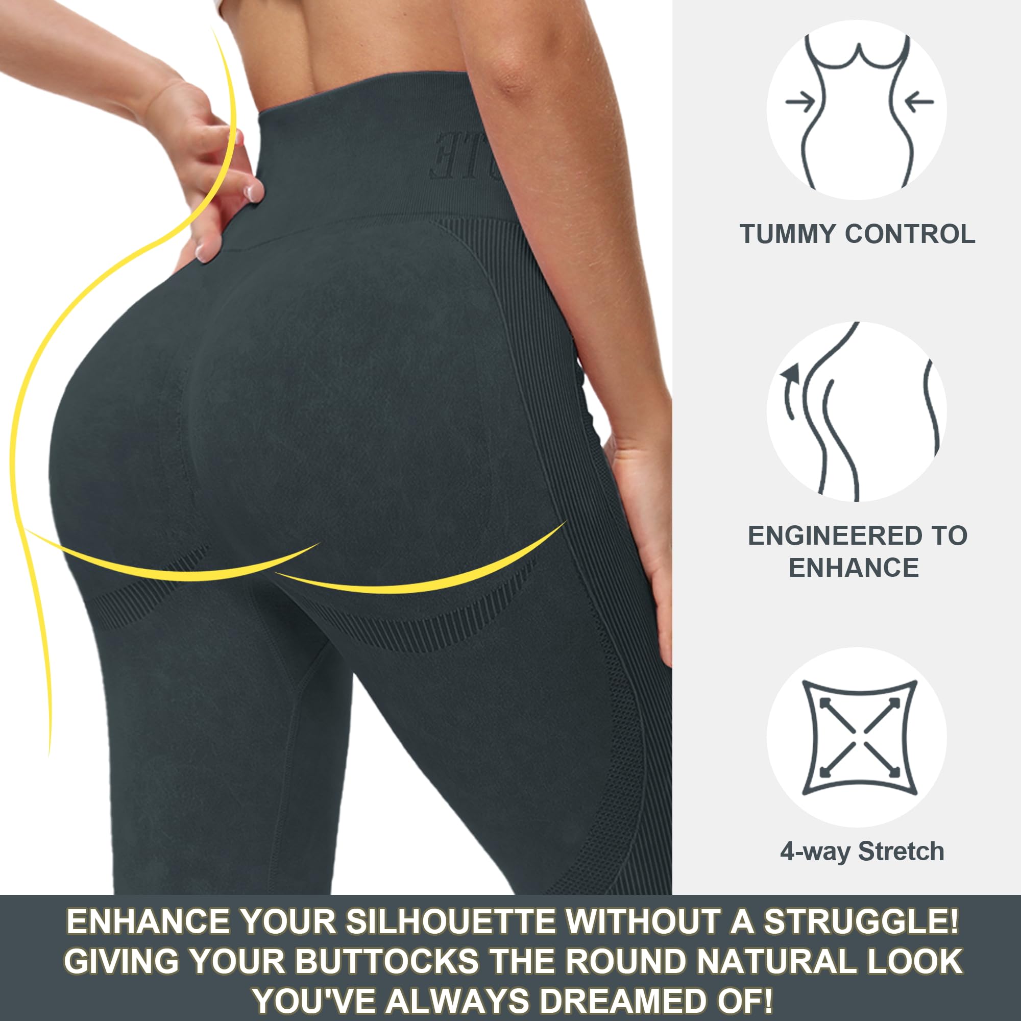 HiBwoBwo High Waisted Leggings for Women Tummy Control Soft Butt Lifting Yoga Pants Stretchy Running Athletic Workout No See Through Leggings
