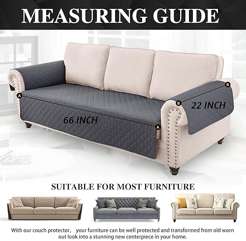 Miniatura 5 de Funda impermeable para sofá de 1 pieza, para sofá de 3 cojines, reversible, protector duradero de muebles para mascotas, perros y gatos