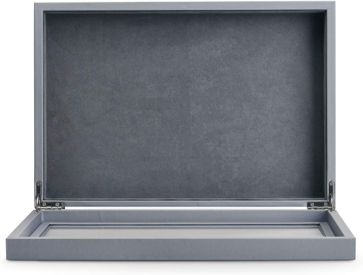 Oirlv Premium Leather Jewelry Tray with Clear Lid,Microfiber Interior Jewelry Organizer Box for Jewelry Storage and Display(Flat)