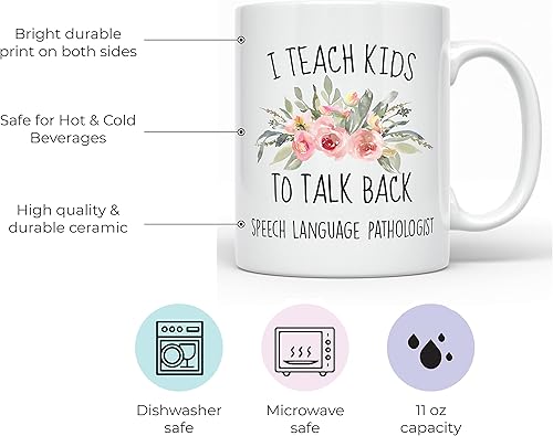 Miniatura 2 de YouNique Designs Taza de café SLP I Teach Kids to Talk Back, 11 onzas, taza de patología del habla y lenguaje para mujeres, regalo patólogo