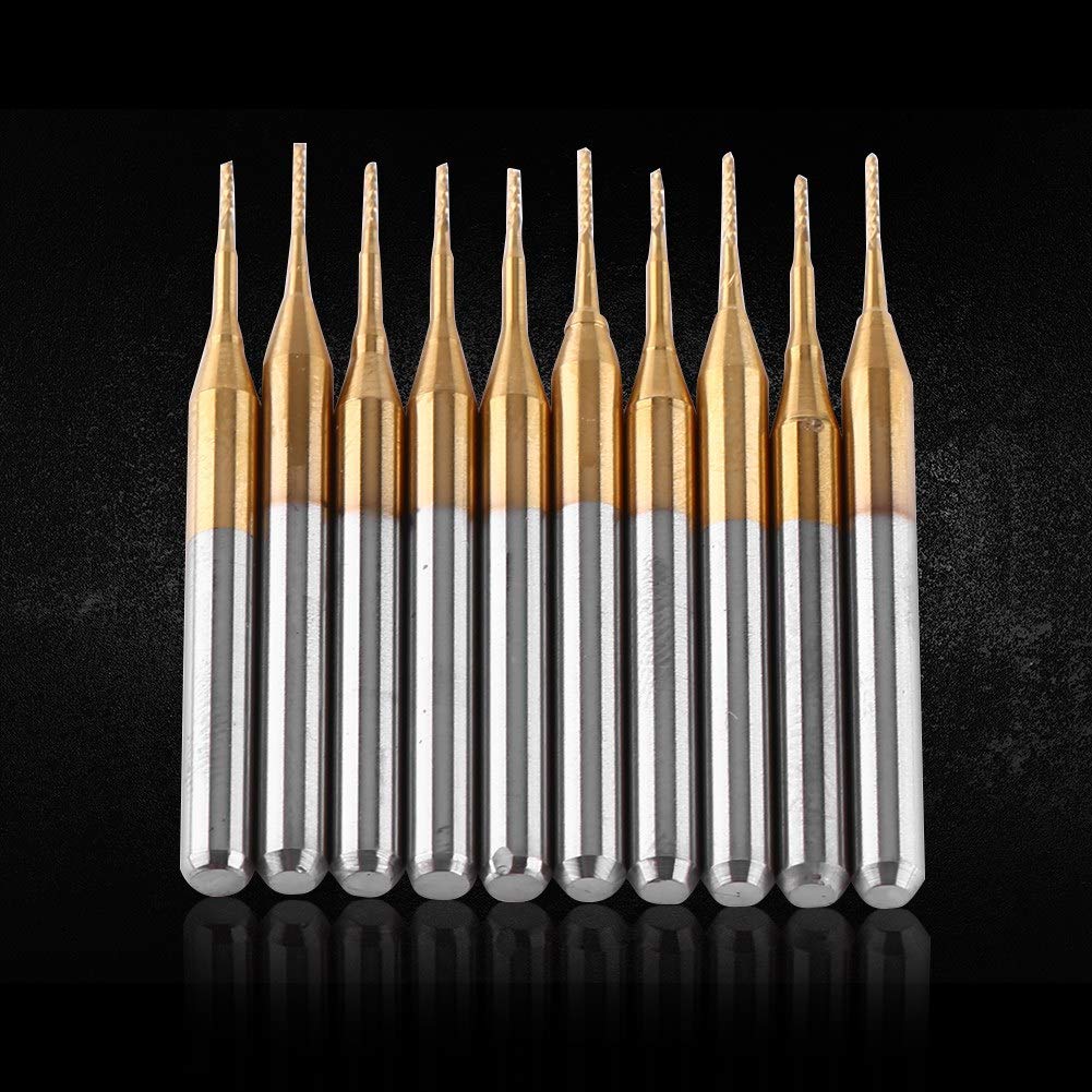 10pc Coat Tungsten End Mill End Mill Bits, 3,175 Mmx0,6 Mm, Nożyca PCB, wytrzymałość Przeciwgrywająca, Wysoka twardość, Gładkie Wykończenie na Deski Obwodu, Tworzywa Sztuczne, Stal