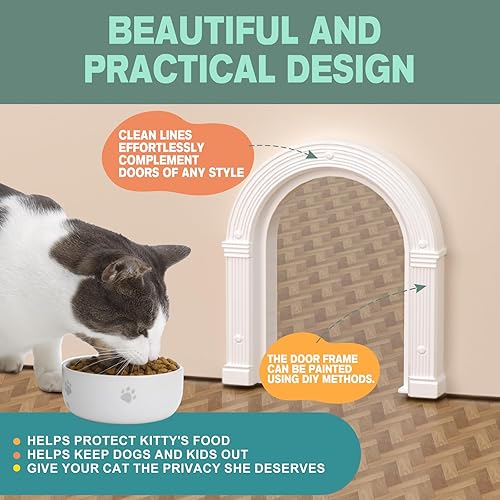 Miniatura 5 de Puerta de gato para puertas interiores grande, sin solapa, no necesita entrenamiento, se adapta a gatos de hasta 25 libras, fácil instalación, se