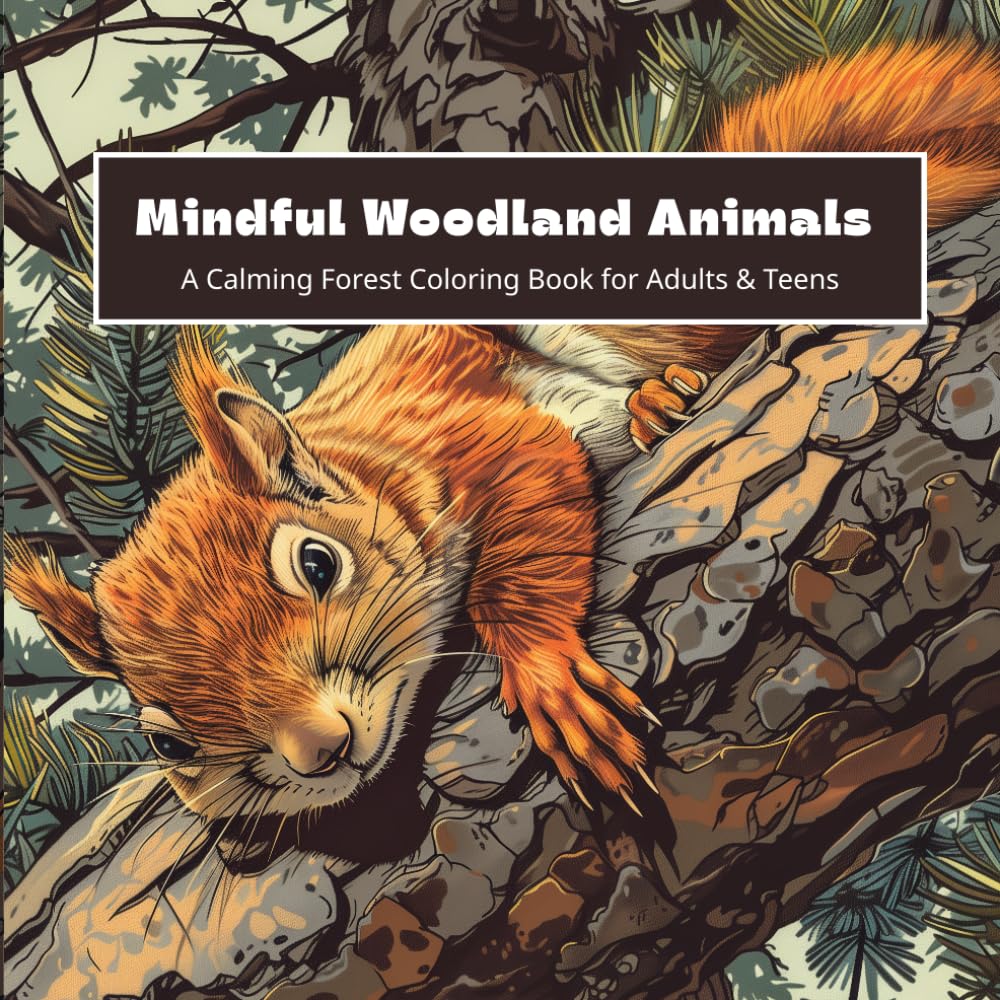 Mindful Woodland Animals – A Calming Forest Coloring Book for Adults & Teens: 40 Peaceful Nature Scenes for Relaxation, Mindfulness & Stress Relief