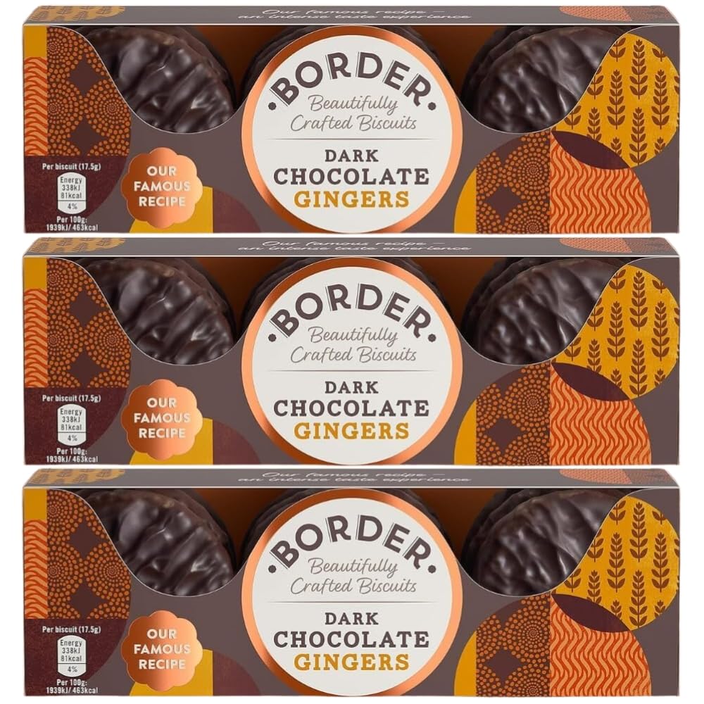 Dark Chocolate Ginger Beautifully Crafted Biscuits Bundle - 150g x Pack of 3