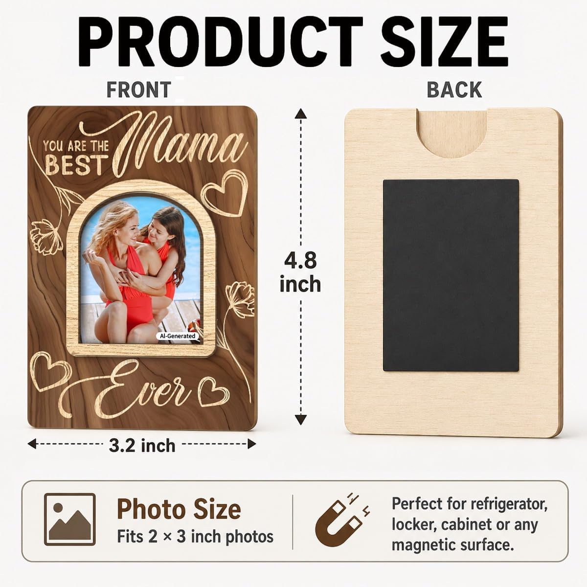 Wooden Picture Frame For Mom, Mama Picture Frame, Birthday Gift for Mom image 2
