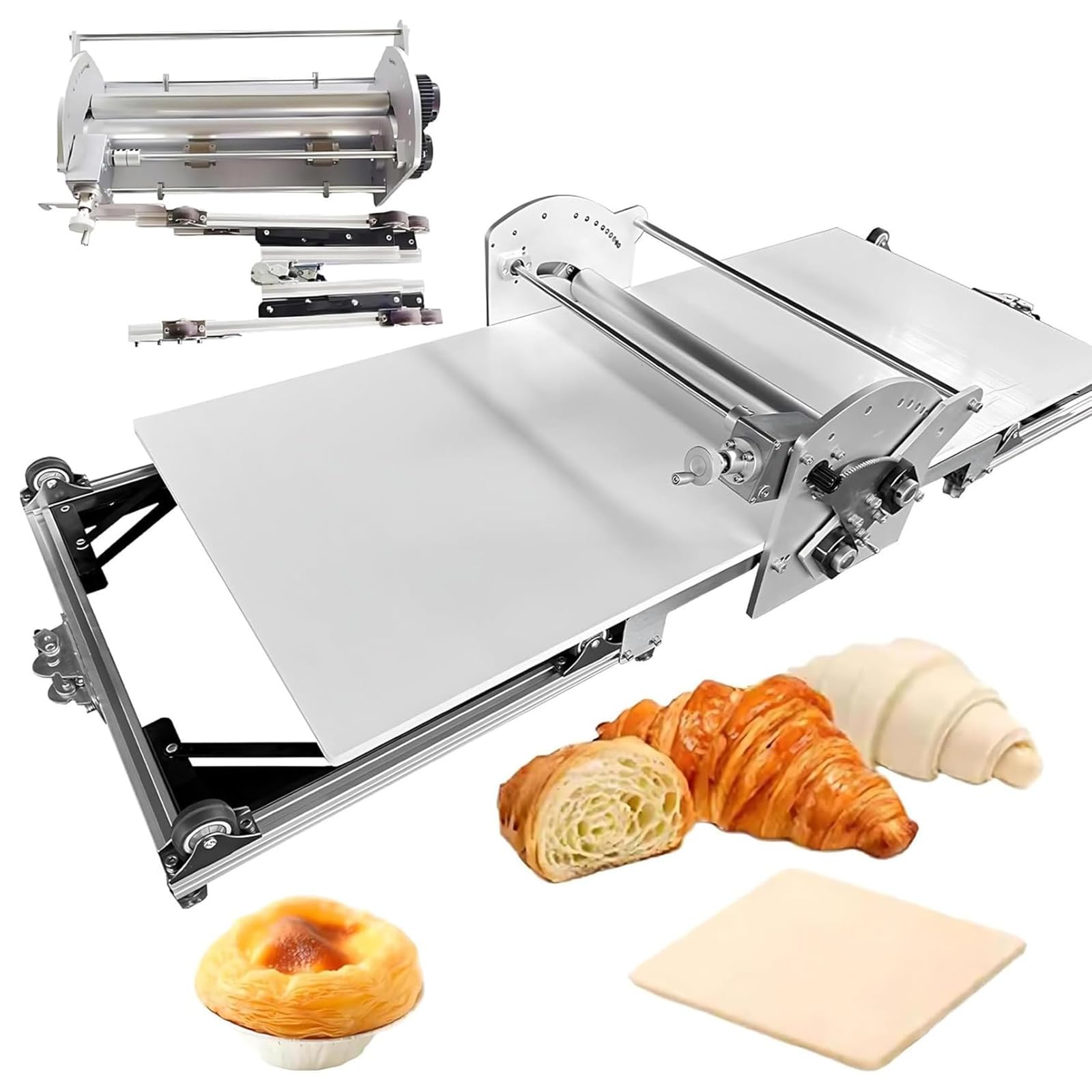 Macchina Per La Stesura Di Pasta Elettrica Pieghevole, Sfogliatrice Automatica Per Pasta, Spessore Regolabile (2-30 mm), Per La Cottura Di Dolci E Pane,A