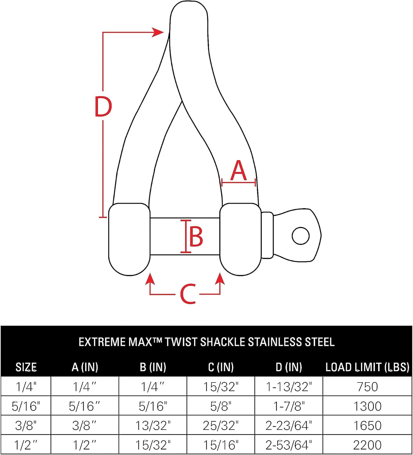 Extreme Max 3006.8219 BoatTector Stainless Steel Twist Shackle - 3/8" - Image 2