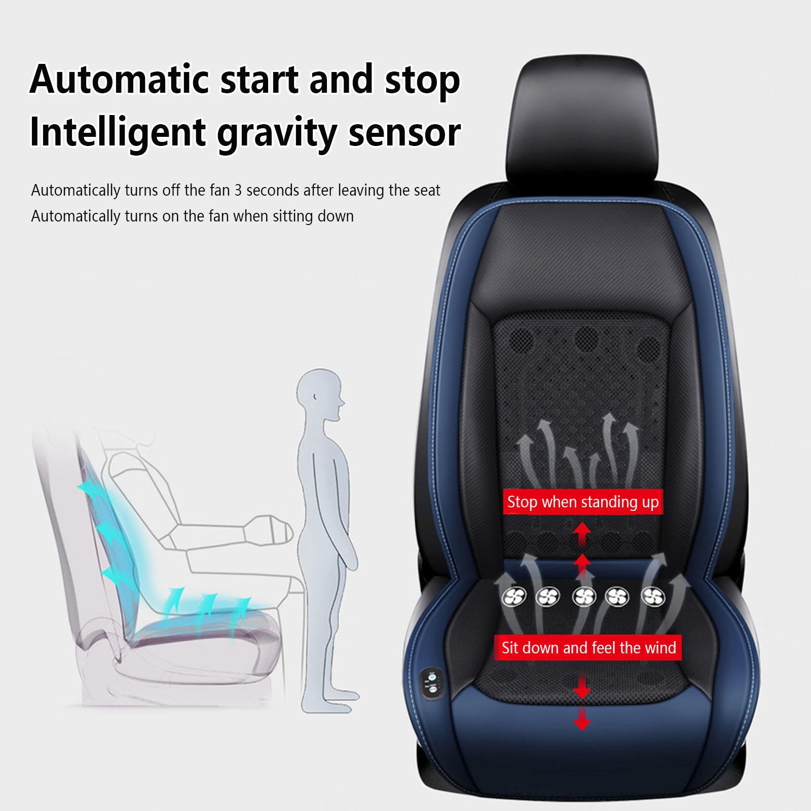 Cooling Car Seat Con 24 Ventole, 3 Livelli Regolabili Freschi per Sedili Auto, Freschi per Sedili Auto per Viaggiatori, Conducenti car,Black-12V