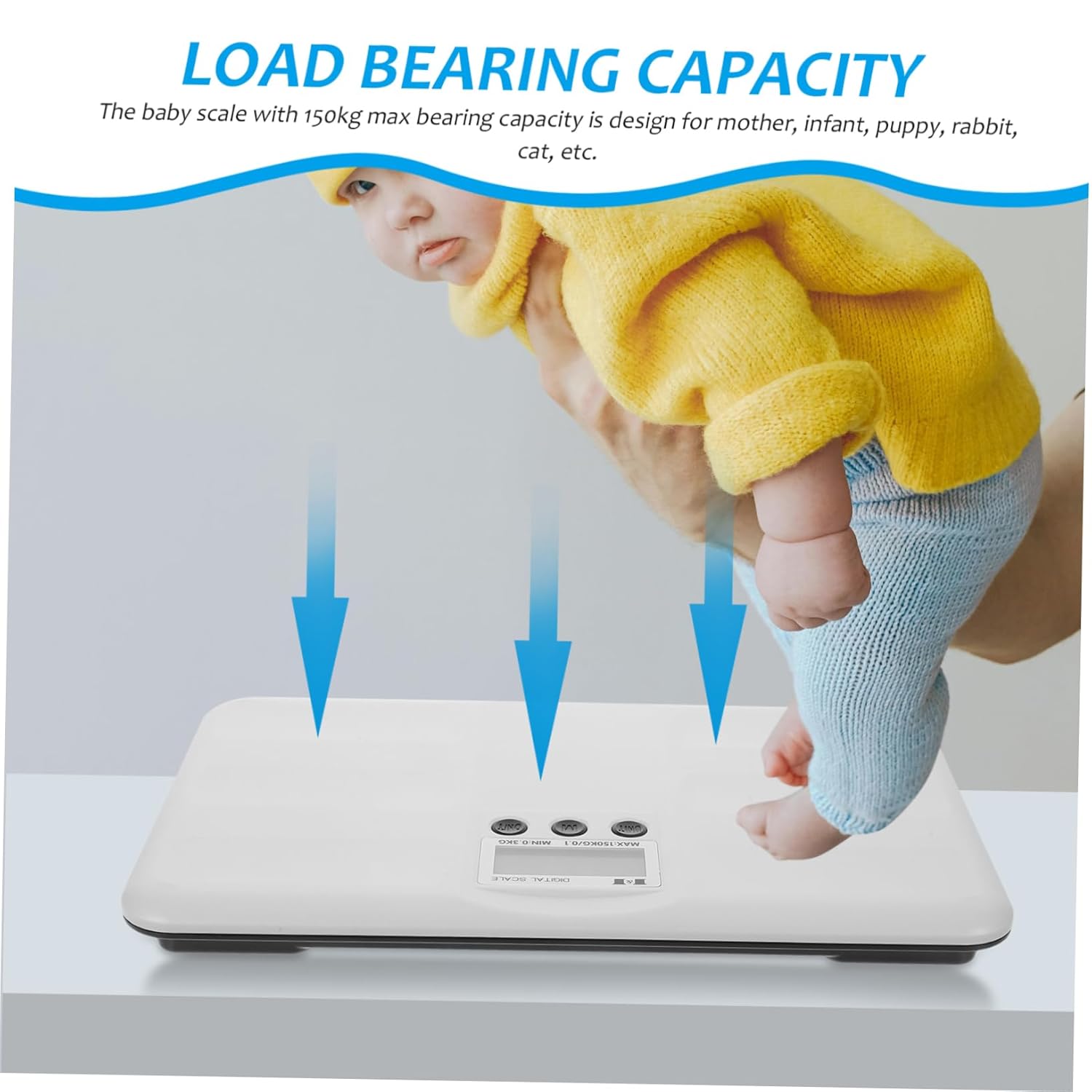 Electronic Multi-Function Digital Display Weight Scale for Pets Capacity Super Thin Design Easy Storage LCD Screen No Battery Required