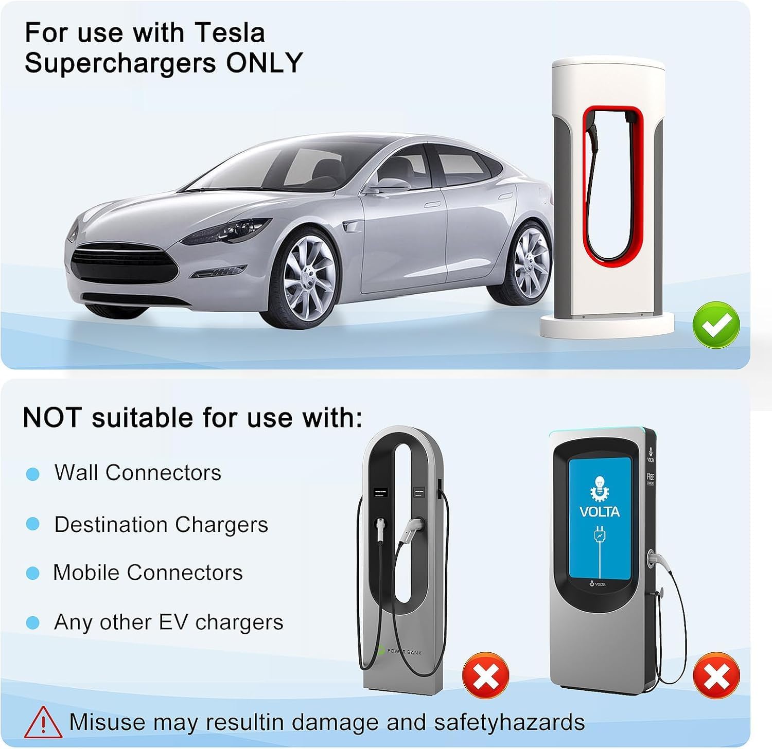 NACS to CCS1 Adapter for Tesla Supercharger | Fast Charge Ford/Rivian/GM/Volvo/Polestar EVs | 500A 1000V Max | Fits V3/V4 Stations (Check Vehicle Compatibility)