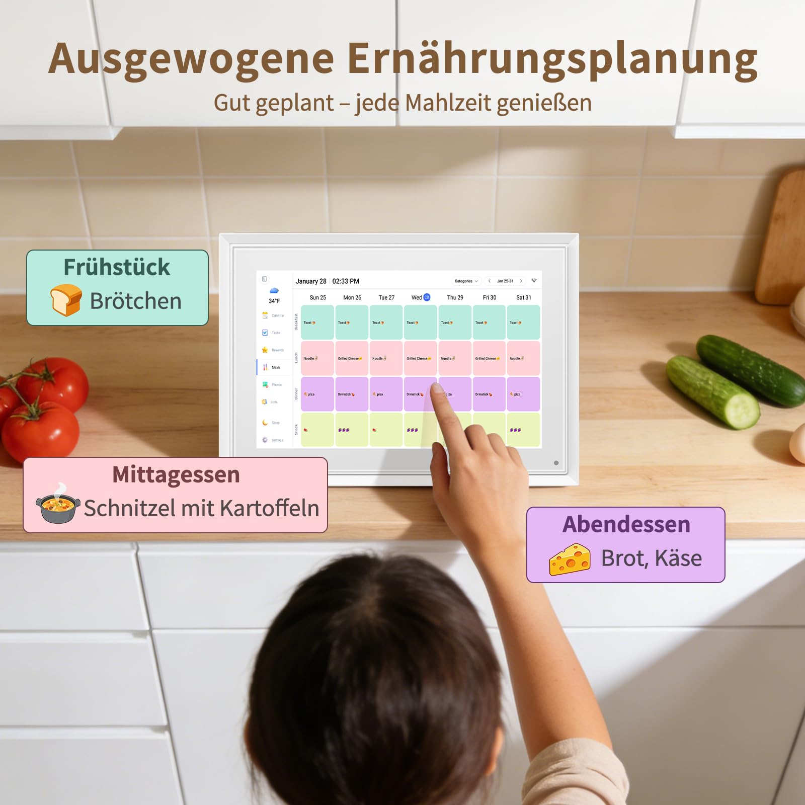 Digitaler Familienplaner 10.1 Zoll Touchscreen Kalender App Sync Aufgabenverwaltung