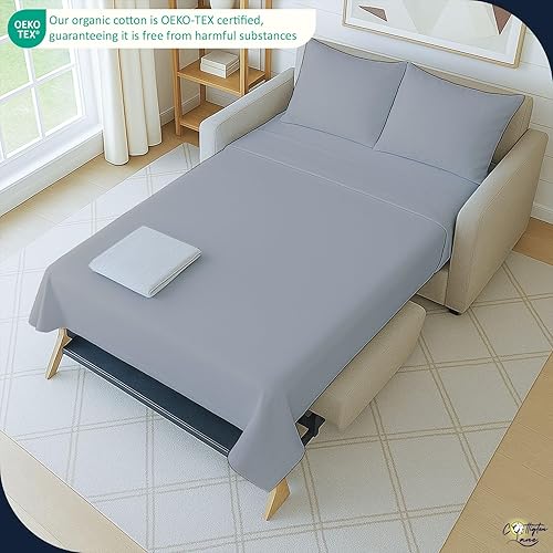 Miniatura 2 de Cottington Lane Juego de sábanas para sofá cama tamaño Queen, 4 piezas de alta calidad, 100% algodón egipcio, sofá cama de 6 pulgadas de