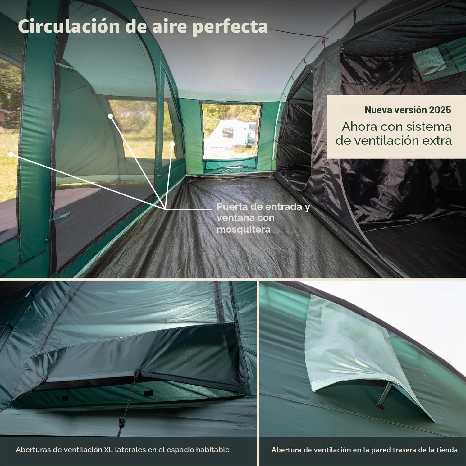 Skandika Kaupanga 6 Protect Tienda de campaña Familiar túnel | para 6 Personas, Impermeable, 3000 mm de Columna de Agua, Cabina Oscura para Dormir
