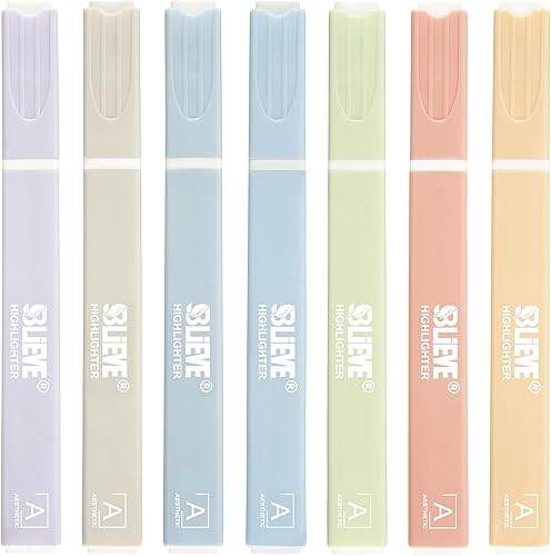 BLIEVE - Marcadores estéticos que no se traspasan, varios colores, bonito resaltador para diario, suministros de oficina y accesorios escolares,