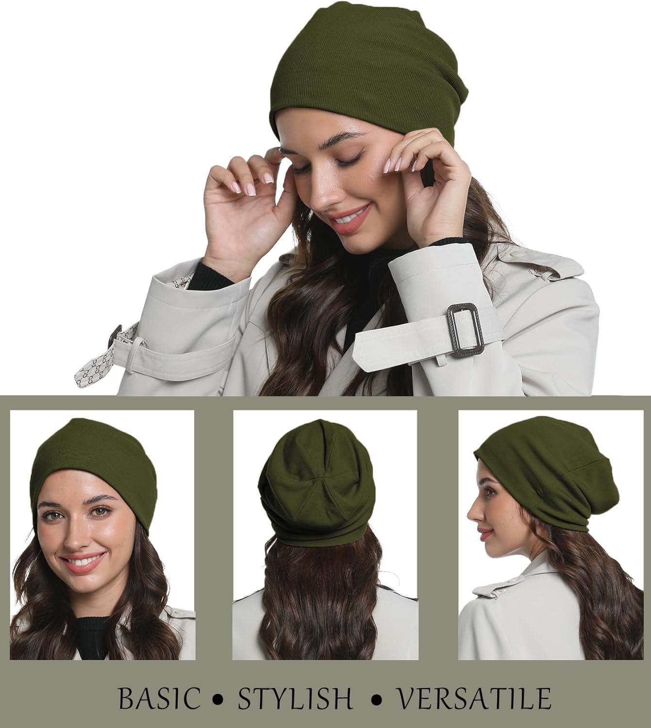 Slouchy Beanie for Women Men, Cotton Knit Winter Warm Beanies Hat, Windproof, Lightweight, Slouch Knitted Skull Cap - Image 3