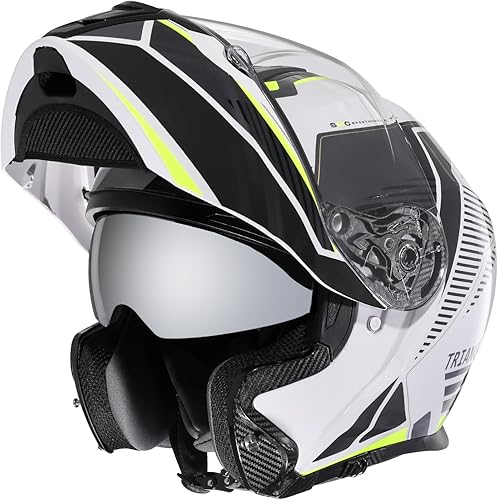 TRIANGLE Cascos modulares de motocicleta, casco de cara completa, doble visera abatible para adultos, hombres y mujeres, aprobado por DOT