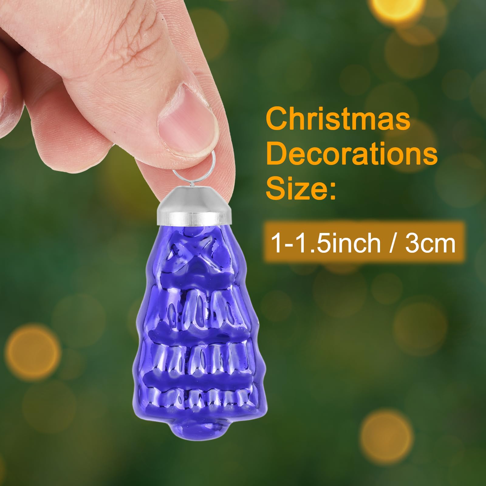QUARKZMAN 50 Stück Weihnachtskugeln Glas, 3cm Kiefer Herz fünfzackiger Stern Ellipsoid Erdbeere Lila Weihnachtsdeko für Weihnachtsbaum, Halloween, Weihnachten, Event und Hochzeit