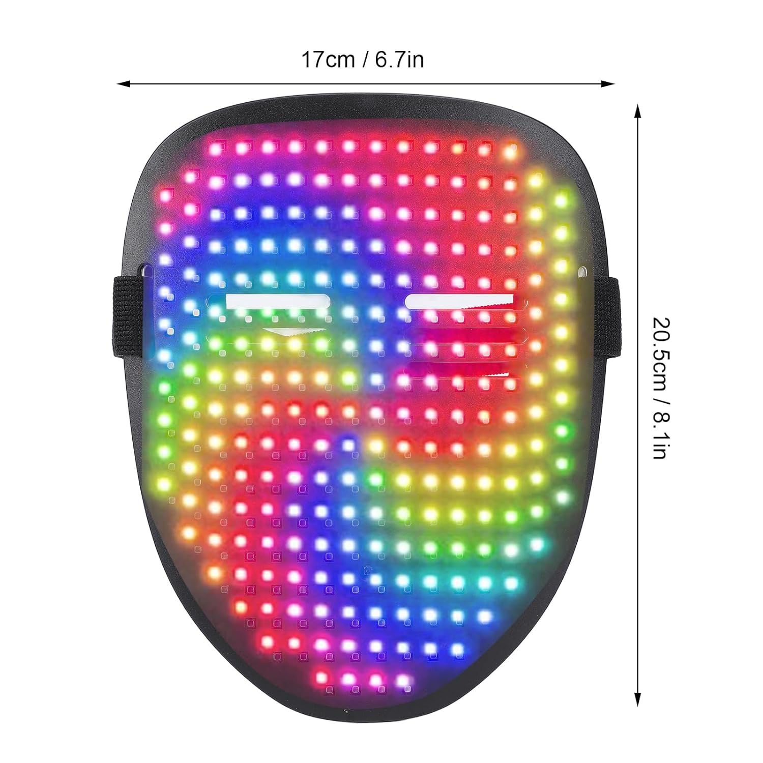 25 Static Images and 25 Dynamic Images Rechargeable LED Lighted Face Transforming Cover USB Type C Charging Port for Cosplay