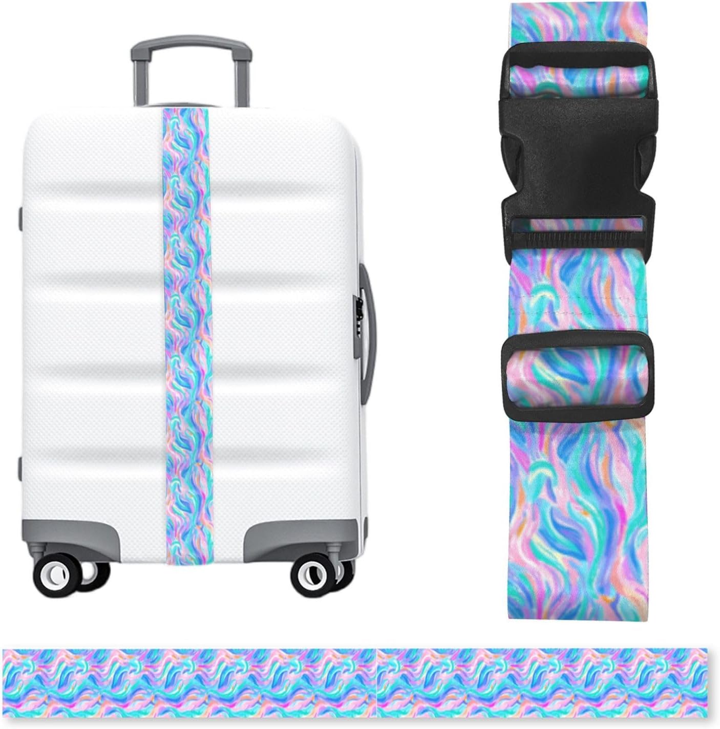 Colorful Rainbow Waves Luggage Strap