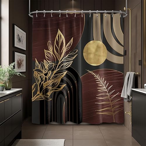 Miniatura 38 de Cortina de ducha moderna de mediados de siglo en blanco y negro, cortinas de ducha para hombre, juego de decoración de baño para hombres, patrón