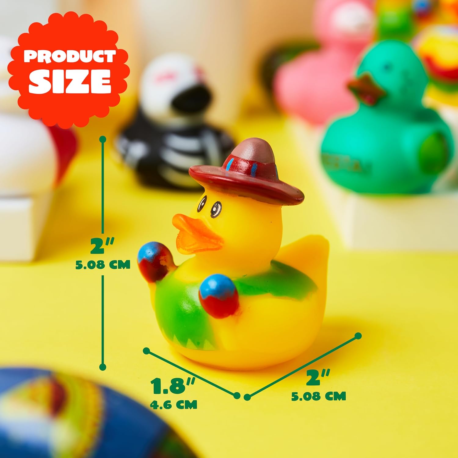 JOYIN 12 Pcs Mexican Fiesta Rubber Ducks for Party Favors Decoration, Cinco De Mayo Colorful Rubber Duck for Baby Shower, Bath Time and Dress-Up Play Duck Toys for Gifts