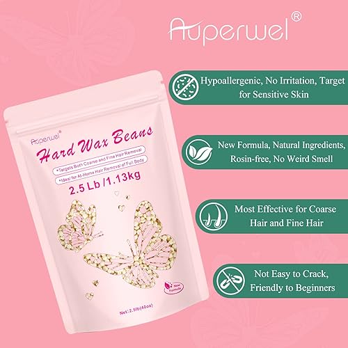Miniatura 6 de Cuentas de cera para depilación, cuentas de cera dura para pieles sensibles, granos de cera sin dolor de 2.5 libras para bikini, facial de cejas