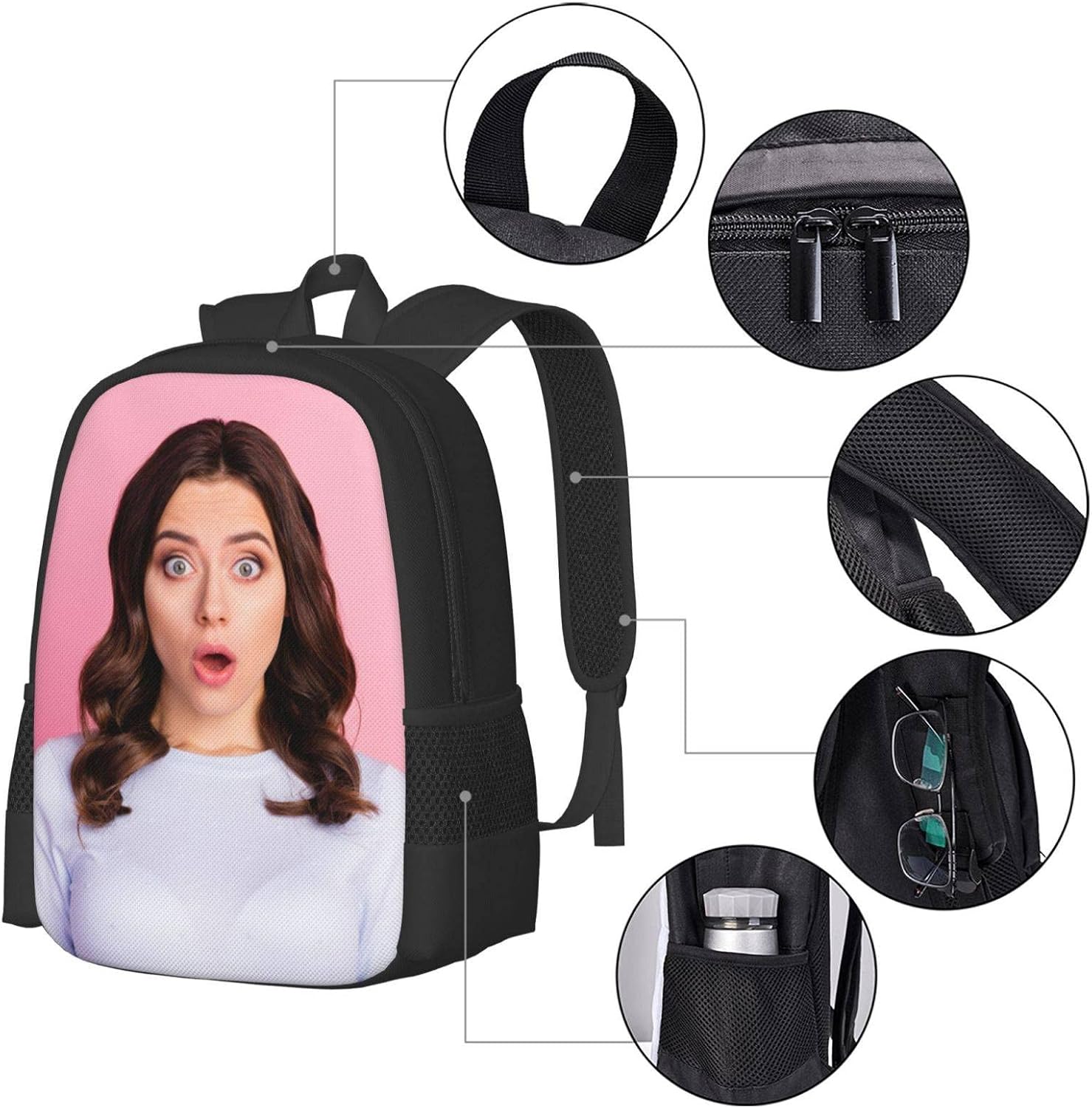 Custom Travel Laptop Backpack Personalized for Men Women with Text Image Customized Bookbag Computer Bags