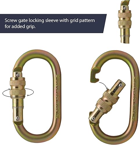 Miniatura 3 de Fusion Climb OVATTI Mosquetón de bloqueo de tornillo, acero resistente, puerta de bloqueo, nariz de pasador, forma ovalada, resistencia industrial y