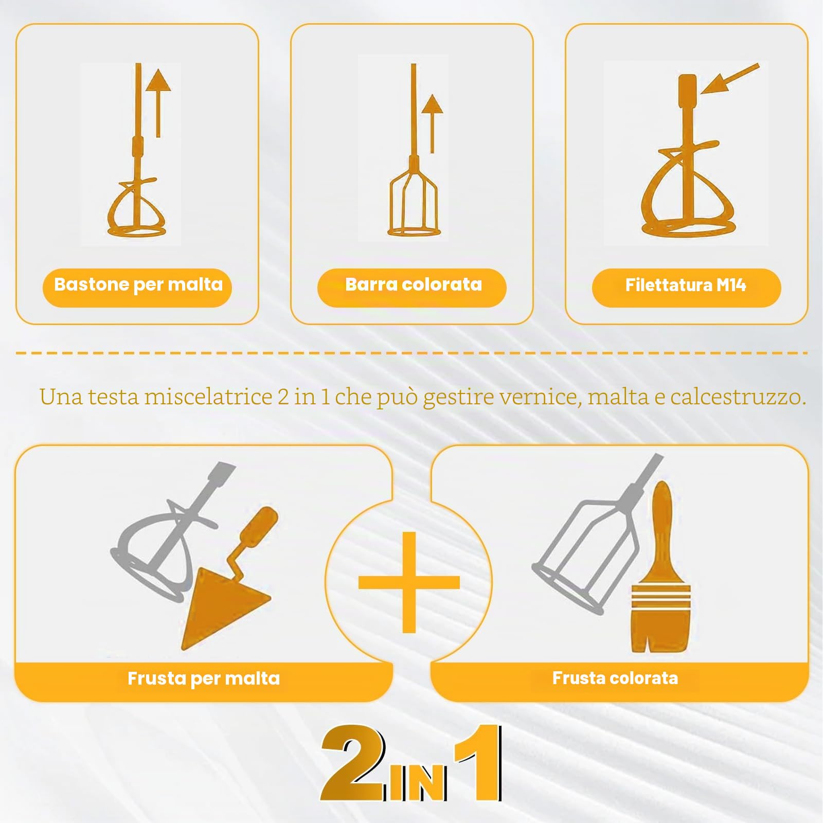 Agitatore a batteria per calcestruzzo per Dewalt 20V (senza batteria)