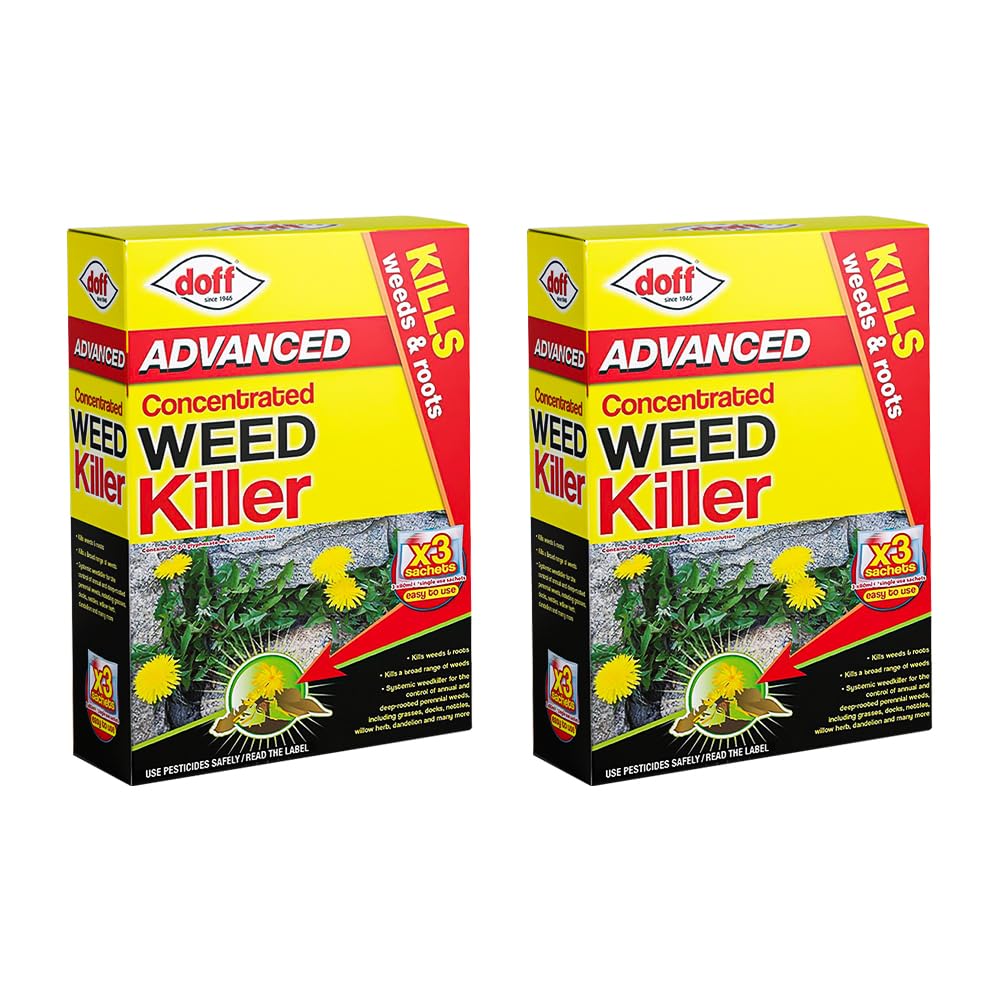 Zinnia 2 x Doff Advanced Concentrated Weedkiller 80ml Includes 3 Sachets For Powerful and Long-Lasting Tough Weeds & Roots Control