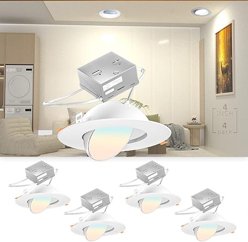 bulbeats Iluminación LED empotrable de 4 pulgadas, luz LED regulable con 3000 K4000 K5000 K conmutable, lámpara LED descendente CAN-Killer CRI90 900