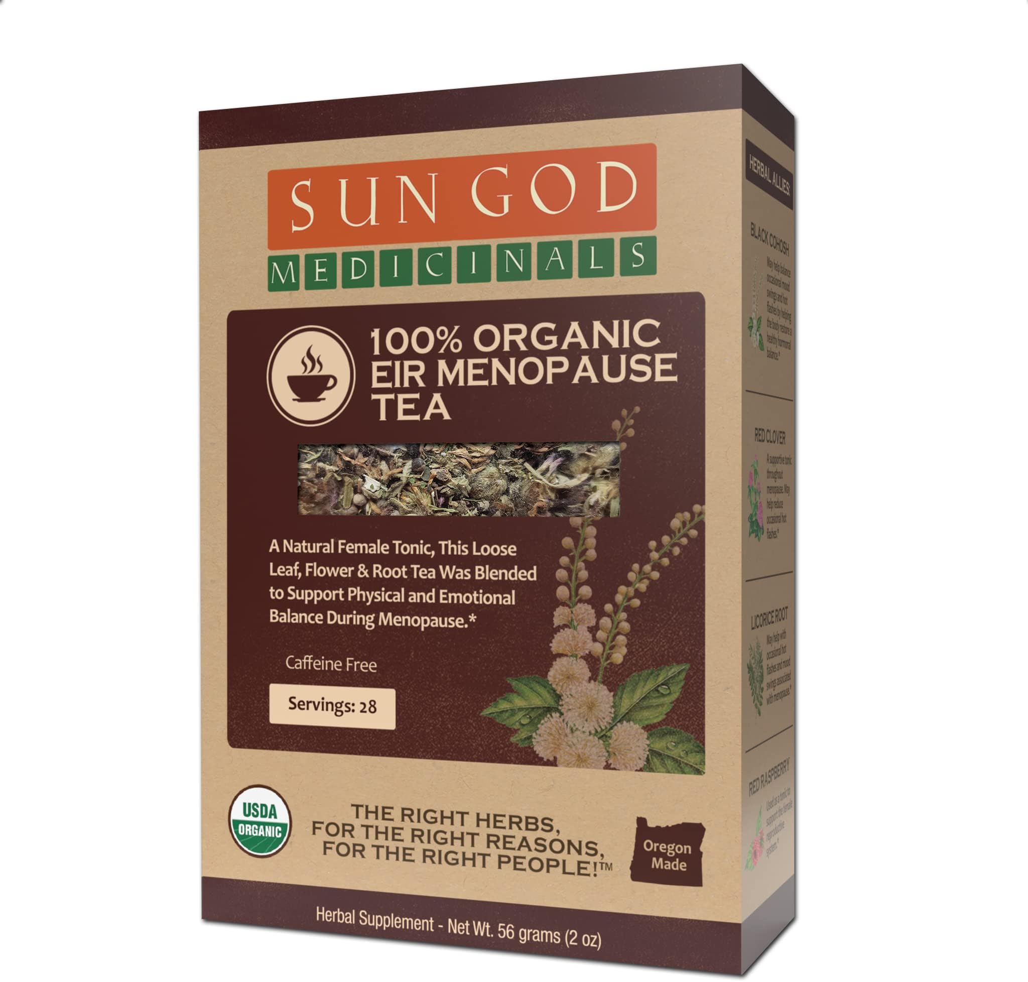 Sun God Medicinals Organic Eir Herbal Tea - Menopause Support - 2 oz Loose Leaf (20-24 servings)