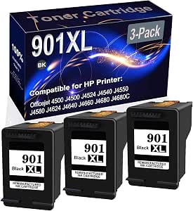 2-Pack HP 901XL Black Ink Cartridges - Remanufactured For Officejet J4500 Series Printers