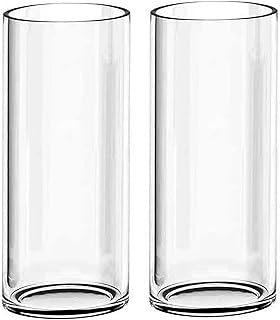 2pcs Large Glass Flower Vase 30cm X 11cm Tall Glass Flower Vase Decorative Centrepiece For Home Office Living Room Bedroom Cylinder Shape Clear Glass Decoration Piece