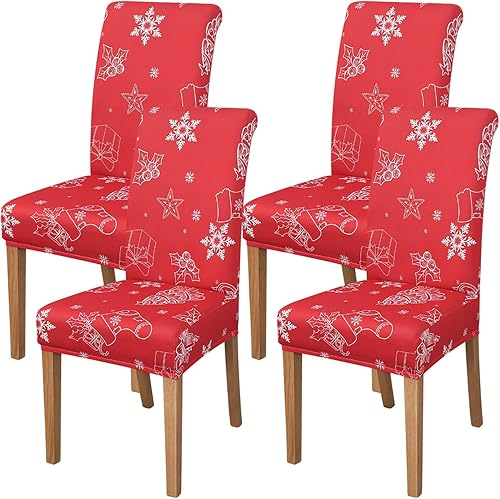 Vista 233 de Forcheer - Juego de 4 fundas elásticas para sillas de comedor con estampado elástico, lavable, extraíble, para cocina, hotel, restaurante