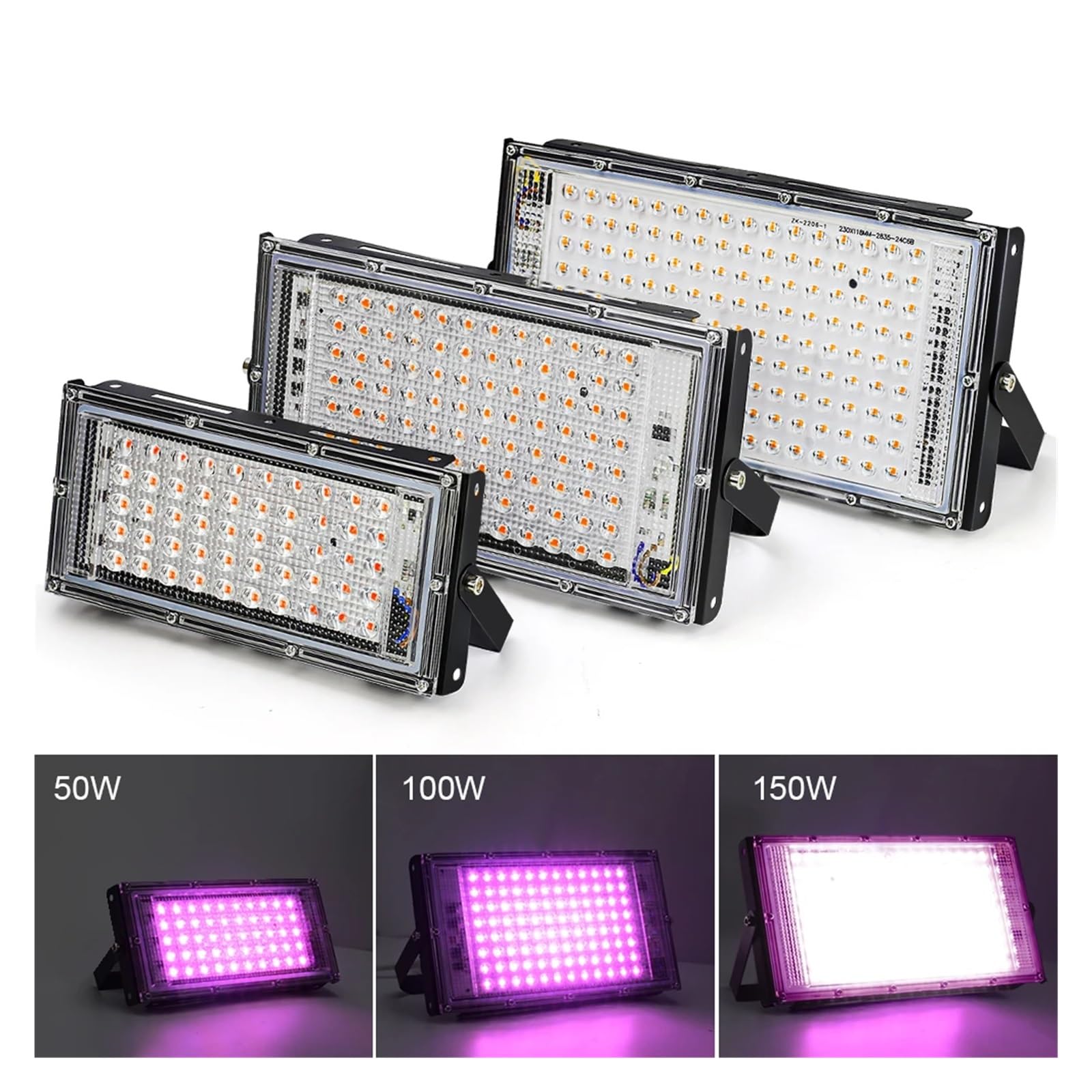 Lámpara de Cultivo, Luz LED de Cultivo 50W 100W 150W AC Phyto lámpara de Espectro Completo Reflector LED Plantas de Interior iluminación de Crecimiento de Invernadero hidropónico(100W)